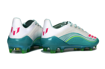 adidas F50 Messi TF – Turf Football Shoes | White / Turquoise / Pink - נעליי אדידס