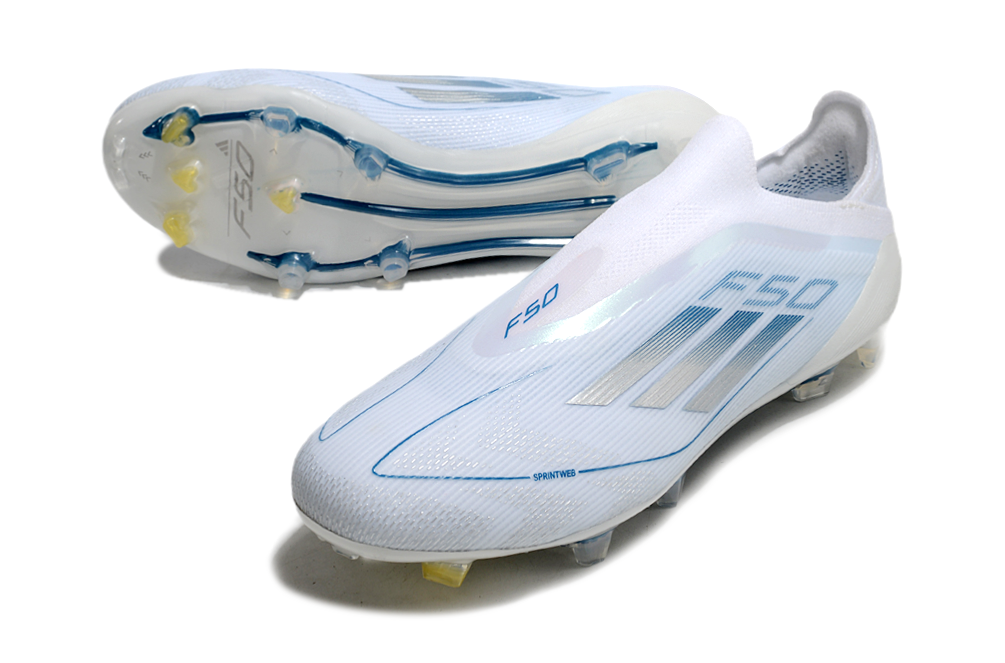 Adidas F50 Elite Laceless FG – מהדורה לבנה וכחולה נעליי אדידס
