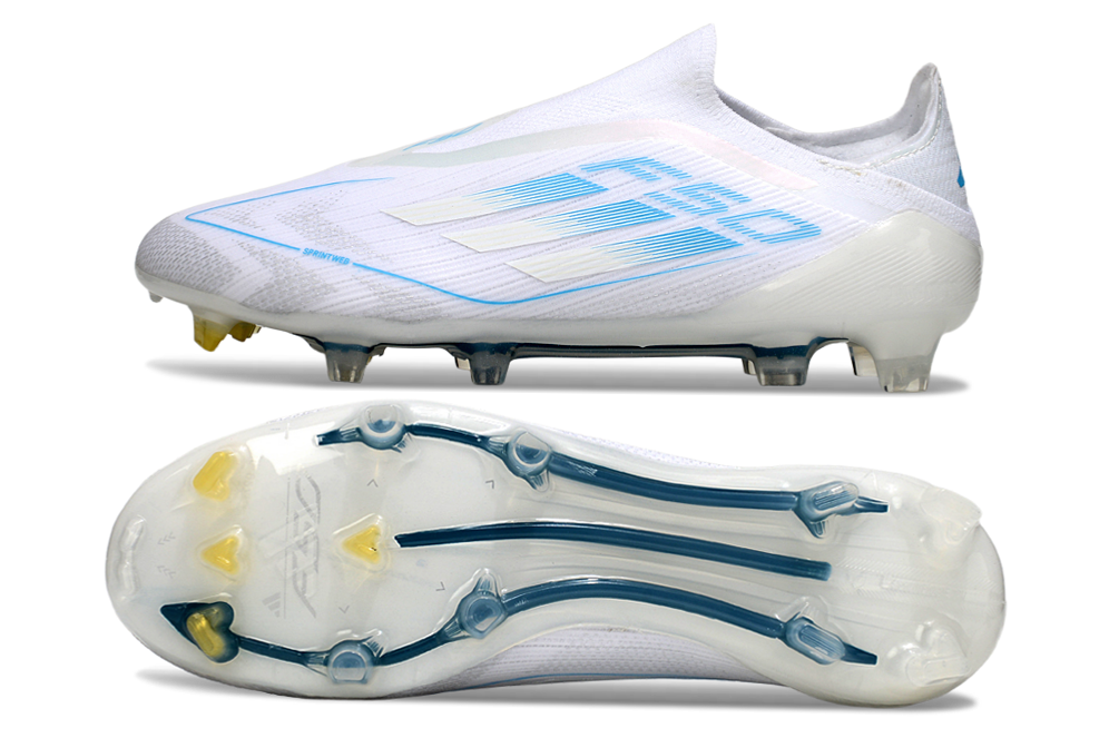 Adidas F50 Elite Laceless FG – מהדורה לבנה וכחולה שמיים נעליי אדידס